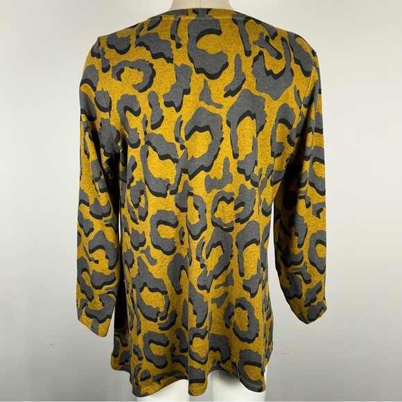 LOCO Leopard Print Mustard and Gray Women's Top S - Picture 3 of 11